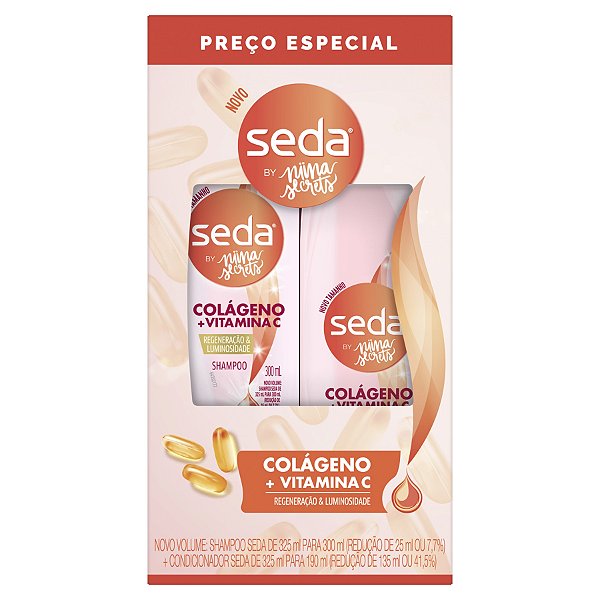 Kit Seda Shampoo 300Ml + Condicionador 190Ml Colageno Vitamina C - Embalagem 1X2 UN