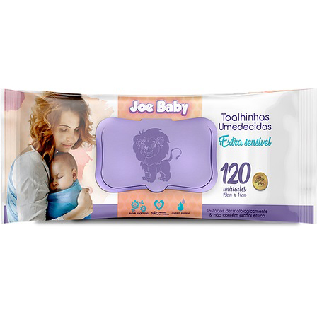 Lenco Umedecido Joe Baby Extra Sensivel Com Tampa Com 120 Lencos - Embalagem 1X120 UN
