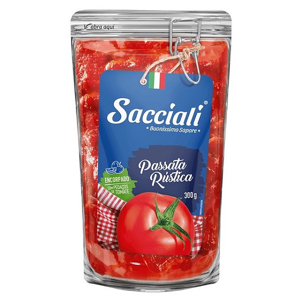 Molho De Tomate Sacciali Passata Rustica Sache 300Gr - Embalagem 1X300 GR