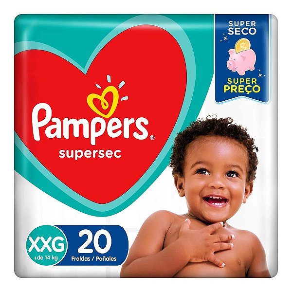 Fralda Descartavel Economica Pampers Supersec Xxg Pacote Com 20 Fraldas - Embalagem 1X20 UN