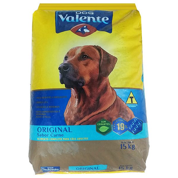 Racao Para Cachorro Dog Valente Original Adulto Sabor Carne 15Kg - Embalagem 1X15 KG
