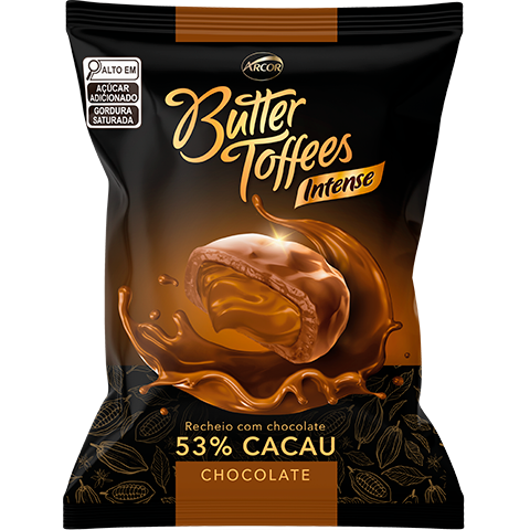 Bala Butter Toffees Arcor Intense Chocolate 53% Cacau 500Gr - Embalagem 1X500 GR