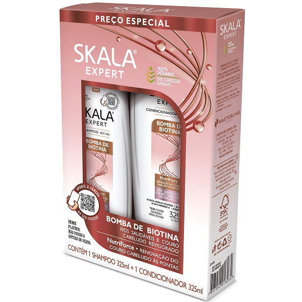 Kit Skala Shampoo 325Ml + Condicionador 325Ml Bomda De Biotina - Embalagem 1X2 UN