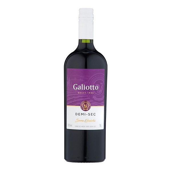 Vinho Galiotto Tinto Demi Sec 1 Litro - Embalagem 12X1 LT - Preço Unitário R$19,13
