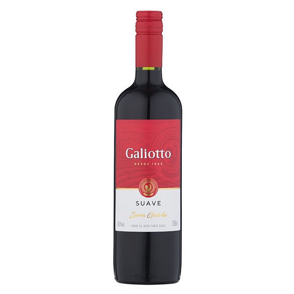 Vinho Galiotto Tinto Suave 750Ml - Embalagem 12X750 ML - Preço Unitário R$14,60