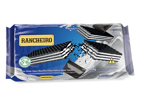 Biscoito Wafer Rancheiro Baunilha 78Gr - Embalagem 40X78 GR - Preço Unitário R$1,54