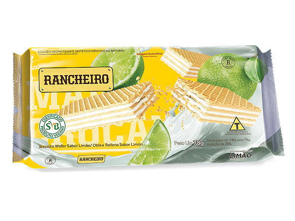 Biscoito Wafer Rancheiro Limao 78Gr - Embalagem 40X78 GR - Preço Unitário R$1,54