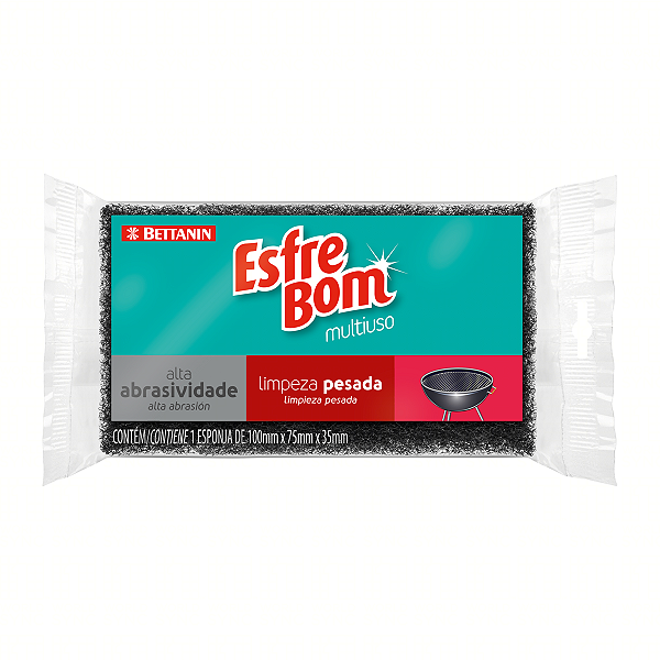 Esponja Bucha Esfrebom Limpeza Pesada Multiuso Alta Abrasividade - Embalagem 12X1 UN - Preço Unitário R$5,49