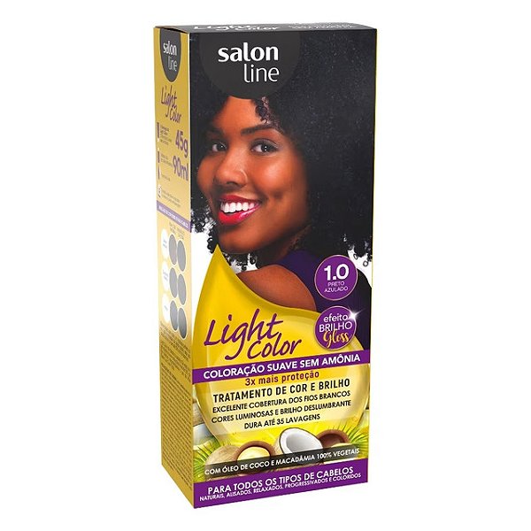 Tintura Light Color Salon Line Coloracao Suave Sem Amonia 1.0 Preto Azulado 45Gr - Embalagem 3X45 GR - Preço Unitário R$17,19