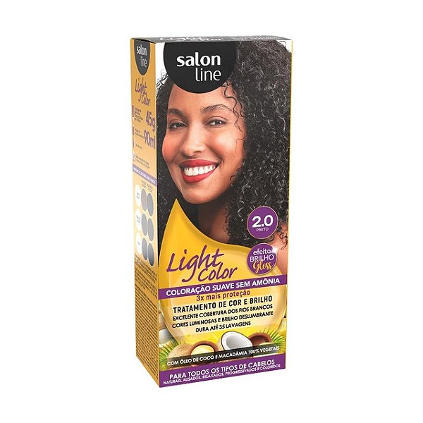Tintura Light Color Salon Line Coloracao Suave Sem Amonia 2.0 Preto 45Gr - Embalagem 3X45 GR - Preço Unitário R$17,19