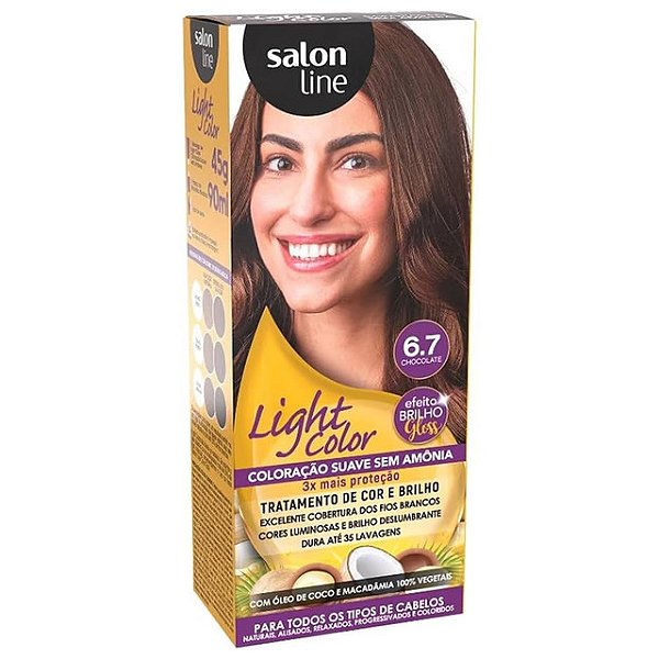 Tintura Light Color Salon Line Coloracao Suave Sem Amonia 6.7 Chocolate 45Gr - Embalagem 3X45 GR - Preço Unitário R$17,19