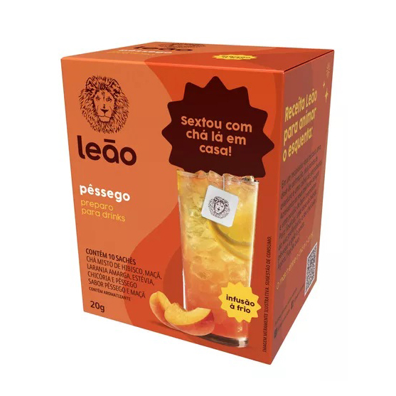 Cha Leao Pessego Preparo Para Drinks Com 10 Saches - Embalagem 1X10 UN