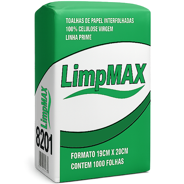 Toalhas De Papel Interfolhadas Limpmax 2 Dobras Folha Simples 100% Celulose Virgem 19X20Cm Pacote Com 1000 Folhas - Embalagem 1X1000 UN