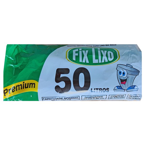 Saco Para Lixo Rolo Fix Premium 50 Litros Com 30 Sacos - Embalagem 12X30 UN - Preço Unitário R$7,67