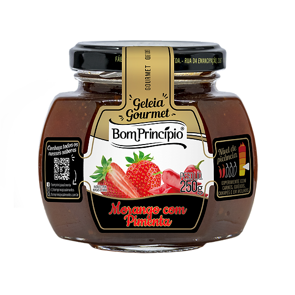 Geleia De Morango Com Pimenta Vermelha Gourmet Bom Principio Vidro 250Gr - Embalagem 1X250 GR