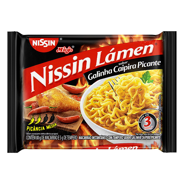 Macarrao Instantaneo Nissin Miojo Galinha Caipira Picante 85Gr - Embalagem 50X85 GR - Preço Unitário R$2,41
