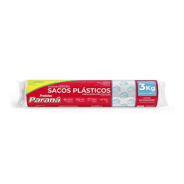 Saco Plastico 3Kg Parana 23X38Cm Com 50 Sacos - Embalagem 25X50 UN - Preço Unitário R$2,95