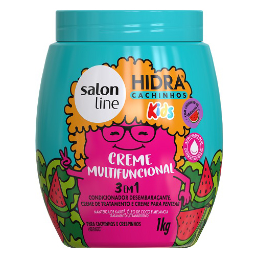 Creme De Cabelo Para Pentear Infantil Salon Line Kids Multifuncional Hidra Cachinhos 3 Em 1 Melancia 1Kg - Embalagem 1X1 KG