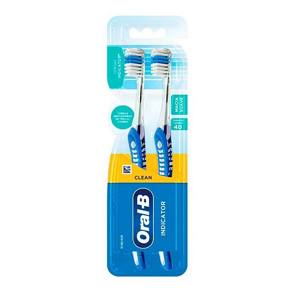 Escova Dental Oral-B Clean Indicator 40 Com 2 Unidades - Embalagem 1X2 UN