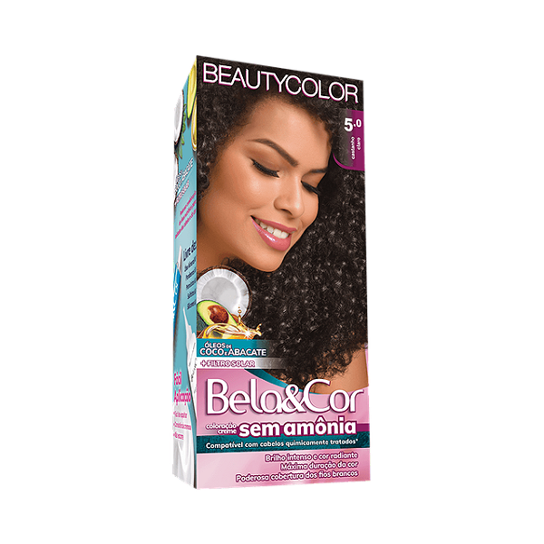 Tintura Para Cabelo Beauty Color Bela E Cor Sem Amonia 5.0 Castanho Claro - Embalagem 1X1 UN