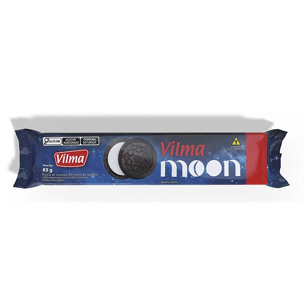 Biscoito Recheado Vilma Moon Chocolate Com Baunilha 85Gr - Embalagem 48X85 GR - Preço Unitário R$2,04