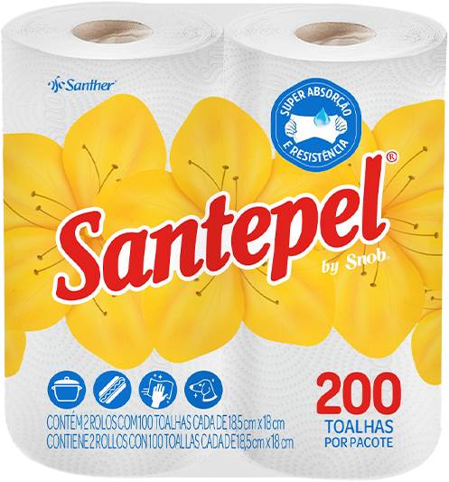 Toalhas De Papel Santepel - 2 Rolos Com 100 Toalhas Cada - Embalagem 12X2 UN - Preço Unitário R$7,32