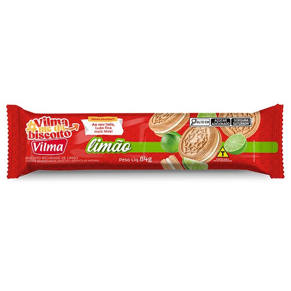Biscoito Recheado Vilma Limao 84Gr - Embalagem 48X84 GR - Preço Unitário R$1,54