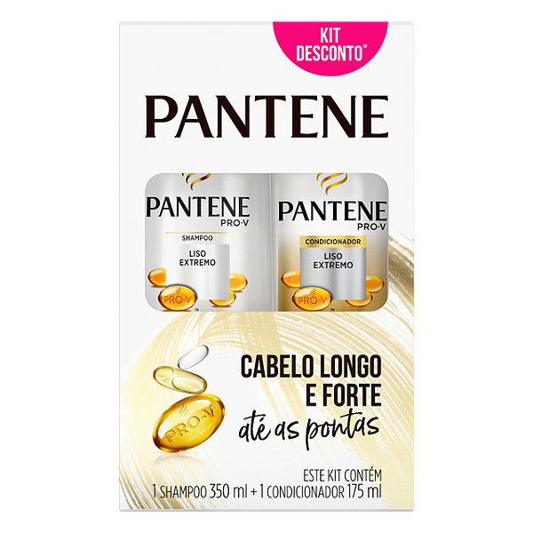Kit Pantene Pro-V Shampoo 350Ml + Condicionador 175Ml Liso Extremo - Embalagem 1X2 UN