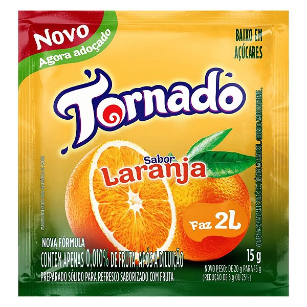Refresco Em Po Adocado Tornado Laranja 15Gr - Embalagem 20X15 GR - Preço Unitário R$0,80