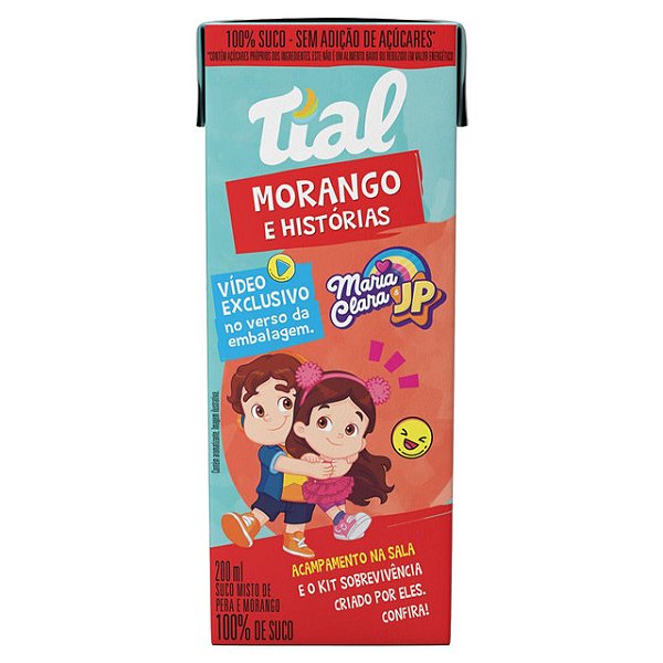Suco Tial Kids Misto Morango E Pera 100% Suco Maria Clara & Jp Sem Adicao De Acucar 200Ml - Embalagem 24X200 ML - Preço Unitário R$2,39