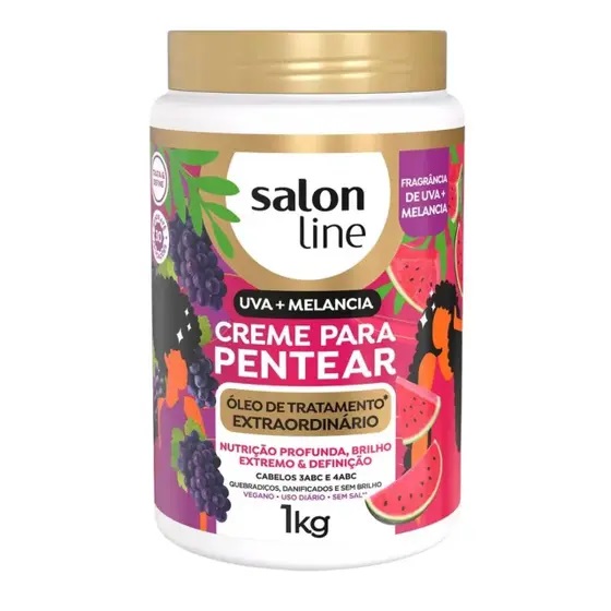 Creme De Cabelo Para Pentear Salon Line Oleo De Tratamento Extraordinario Uva E Melancia 1Kg - Embalagem 1X1 KG