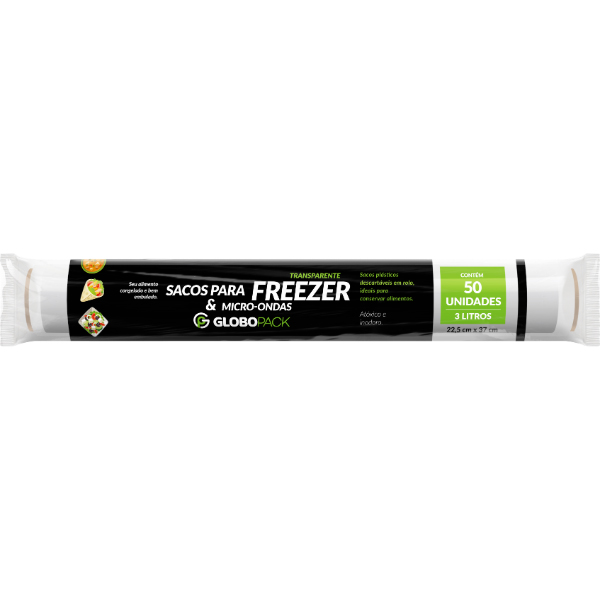 Saco Plastico 3 Litros Globopack 22,5X37Cm Com 50 Sacos - Embalagem 25X50 UN - Preço Unitário R$3,08