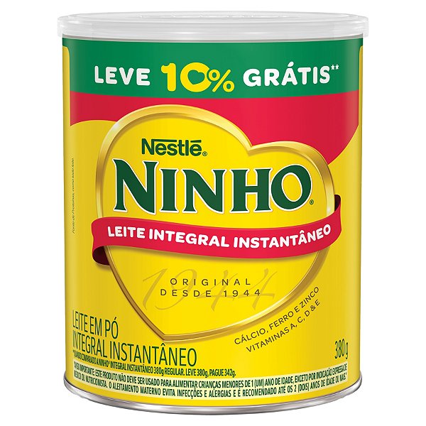 Leite Em Po Ninho Integral Instantaneo Lata Promocional 380Gr - Embalagem 6X380 GR - Preço Unitário R$21,46