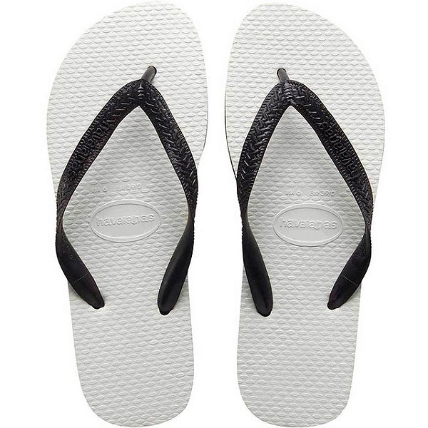 Sandalia Chinelo Havaianas Tradicional Adulto Branca Com Preta Tamanho 43/44 - Embalagem 6X1 PAR - Preço Unitário R$18,91