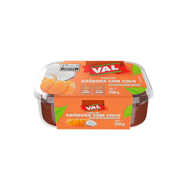 Doce De Abobora Com Coco Val Gourmet Pote 250G - Embalagem 24X250 GR - Preço Unitário R$7,26