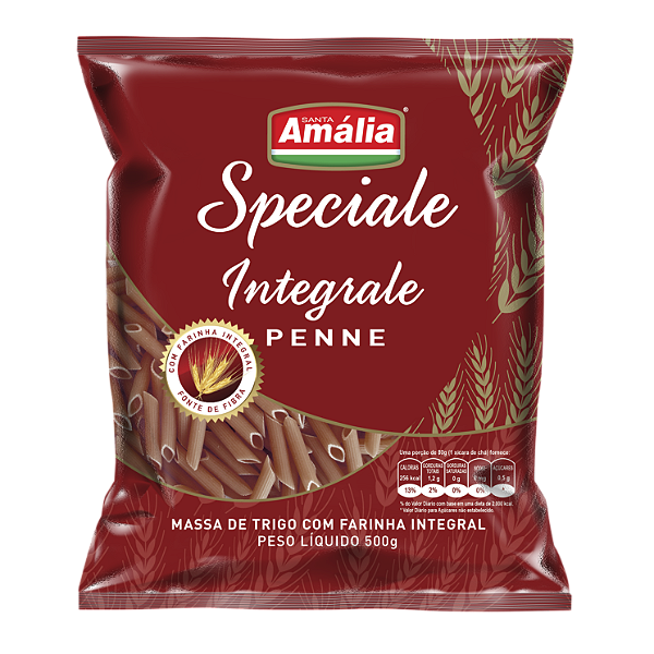 Macarrao Pena Penne Speciali Integral Santa Amalia 500Gr - Embalagem 10X500 GR - Preço Unitário R$5,33
