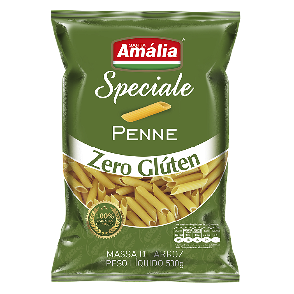 Macarrao Pena Penne Speciali Zero Gluten Santa Amalia 500Gr - Embalagem 24X500 GR - Preço Unitário R$5,74