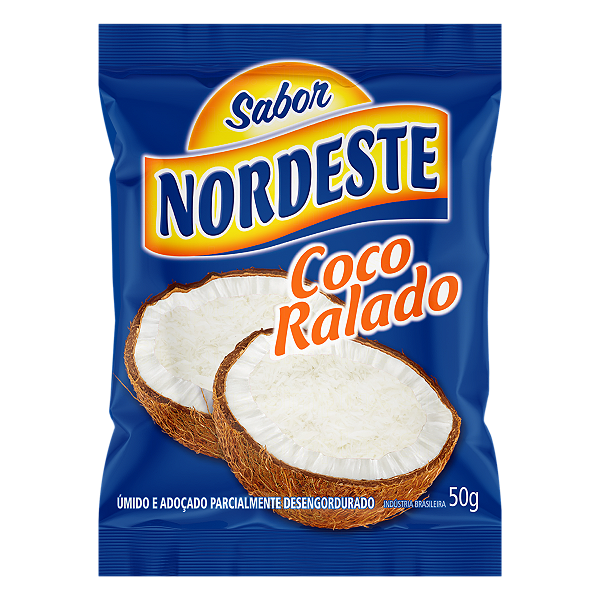 Coco Ralado Sabor Nordeste Umido Adocado 50Gr - Embalagem 48X50 GR - Preço Unitário R$1,57
