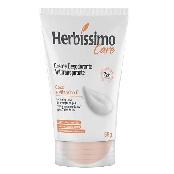 Desodorante Creme Herbissimo Care Coco E Vitamina C Bisnaga 55Gr - Embalagem 12X55 GR - Preço Unitário R$11,48