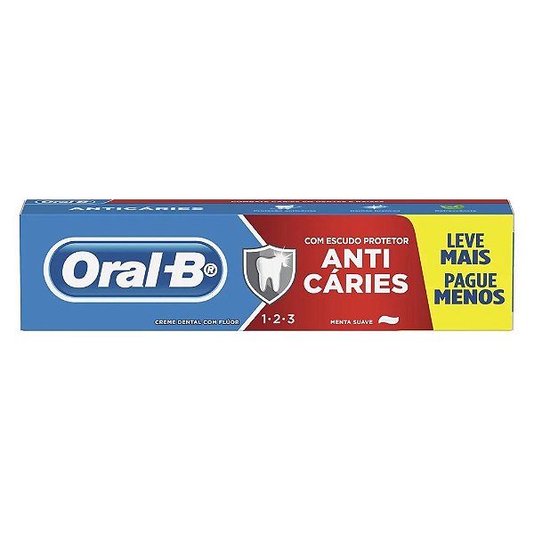 Creme Dental Oral B 1 2 3 Menta Suave Promocional 150Gr - Embalagem 6X150 GR - Preço Unitário R$6,81