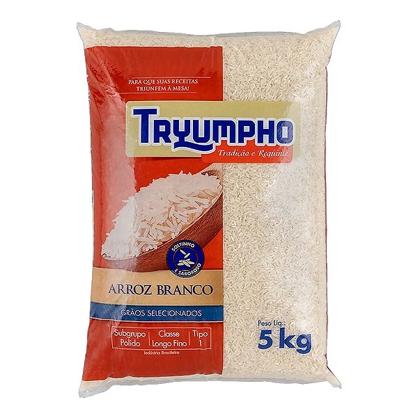 Arroz Tryumpho Branco Tipo 1 - 5Kg - Embalagem 6X5 KG - Preço Unitário R$19,22