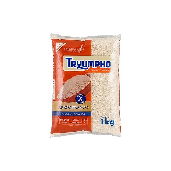 Arroz Tryumpho Branco Tipo 1 - 1Kg - Embalagem 30X1 KG - Preço Unitário R$3,85