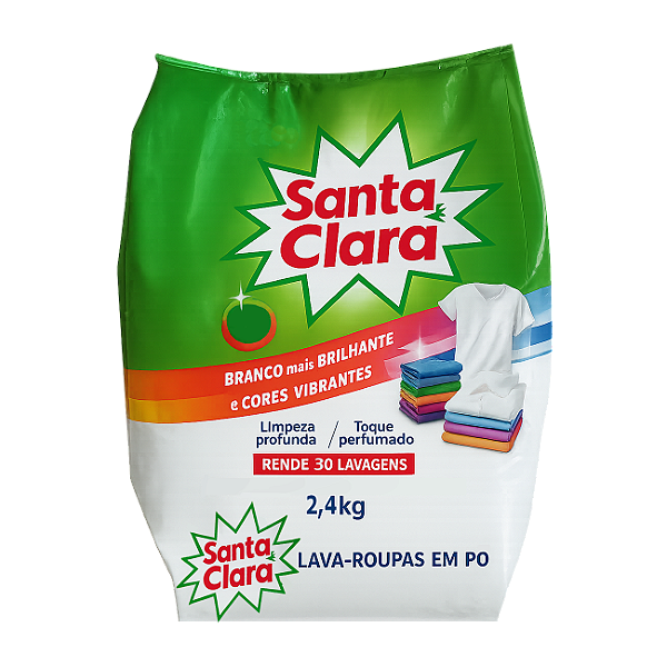 Detergente Lava Roupas Sabao Em Po Santa Clara Sache 2,4Kg - Embalagem 6X2,4 KG - Preço Unitário R$14,79