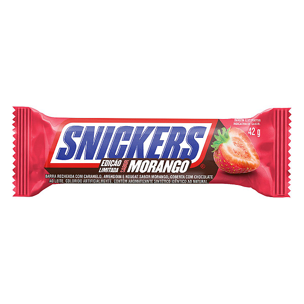 Chocolate Snickers Morango 42Gr - Embalagem 20X42 GR - Preço Unitário R$3,57