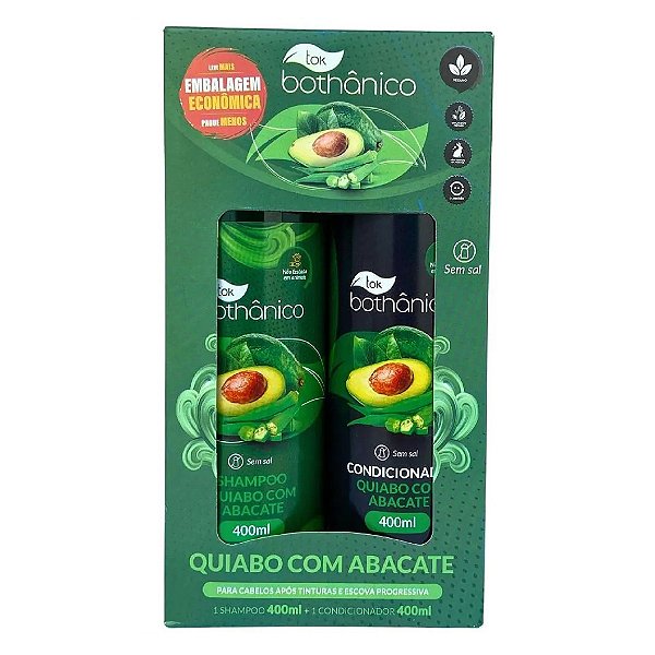 Kit Tok Bothanico Shampoo 400Ml + Condicionador 400Ml Quiabo Com Abacate - Embalagem 1X2 UN