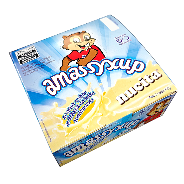 Creme Sabor Leite Condensado Nucita Amassyxup Bisnaga 15 Gramas - Embalagem 50X15GR - Preço Unitário R$0,55