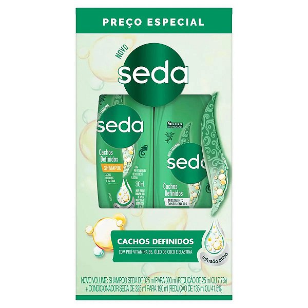 Kit Seda Shampoo 300Ml + Condicionador 190Ml  Cachos Definidos - Embalagem 1X2 UN
