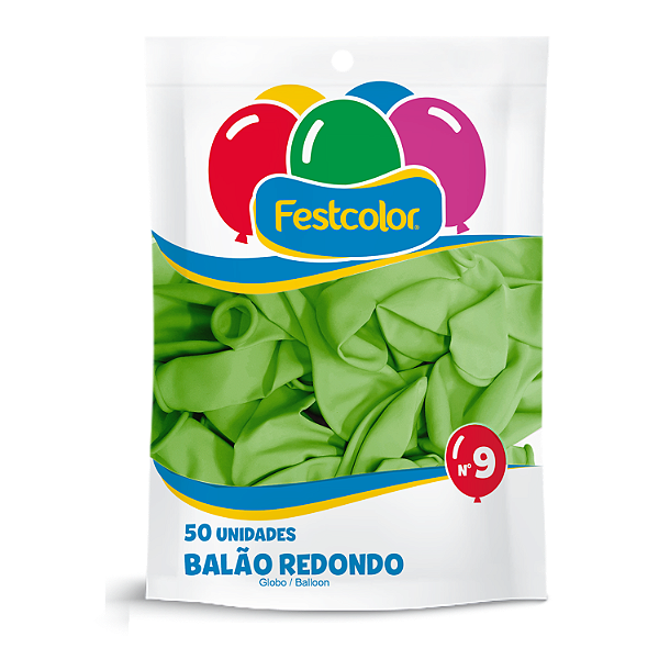 Balao Redondo Liso Festcolor Tamanho 9 Verde Escuro Com 50 Unidades - Embalagem 1X50 UN