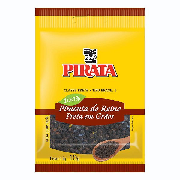 Pimenta Do Reino Preta Em Graos Pirata Cartela 10Gr - Embalagem 30X10 GR - Preço Unitário R$1,88