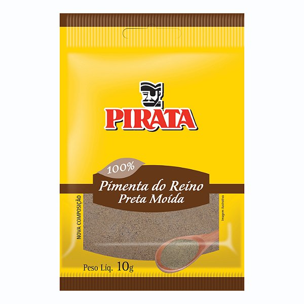 Pimenta Do Reino Preta Moida Pirata Cartela 10Gr - Embalagem 30X10 GR - Preço Unitário R$1,94